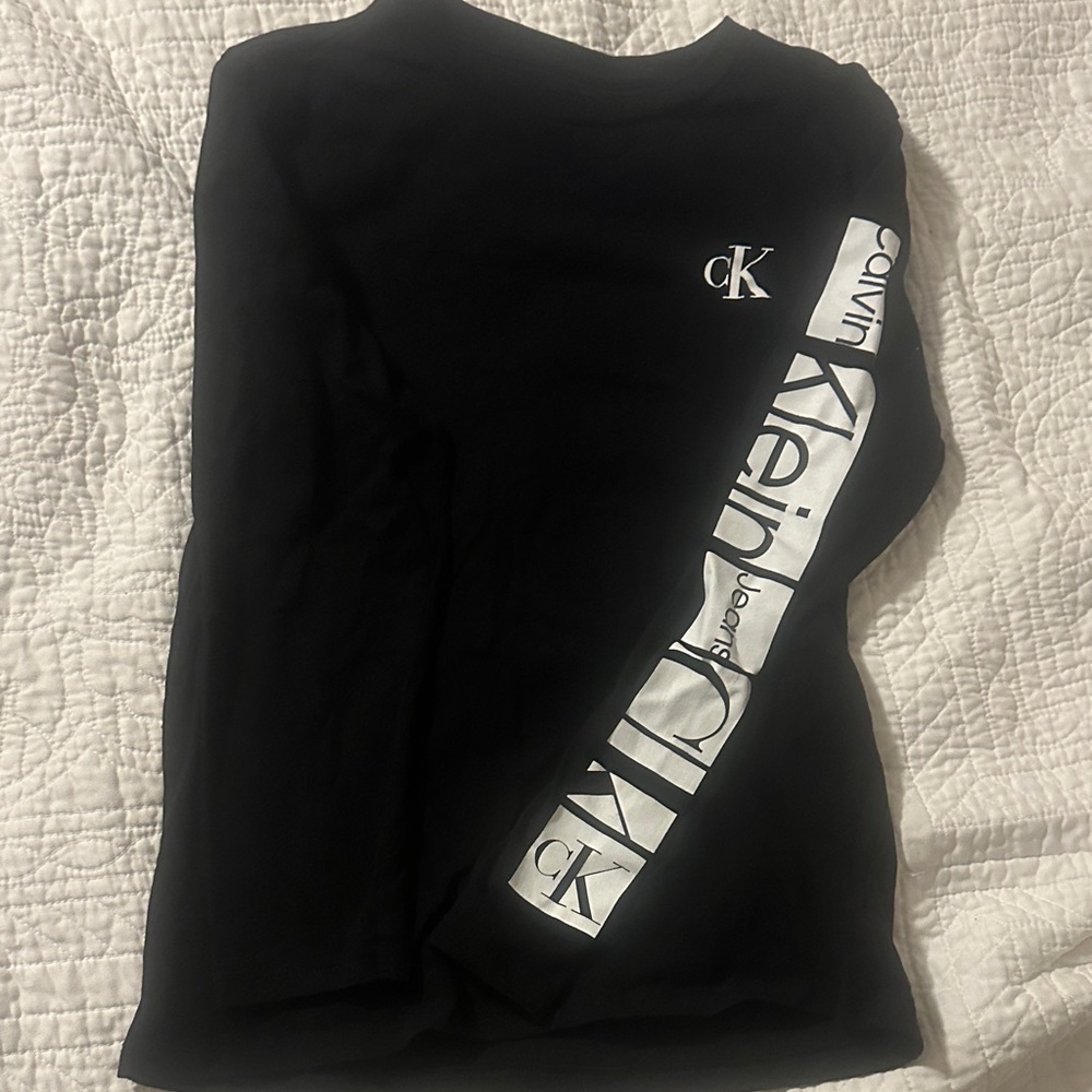 Calvin Klein Kids Black Long Sleeve Tee with White Logo